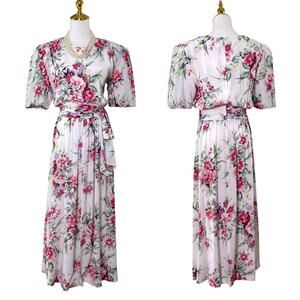 Vintage 80s Jane Singer Floral Romantic Whimsical Midi Tea Dress Women’s Size M